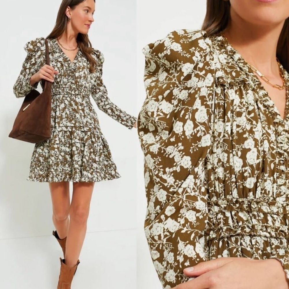 Tuckernuck Hyacinth House Olive Floral Renee Mini Dress XL